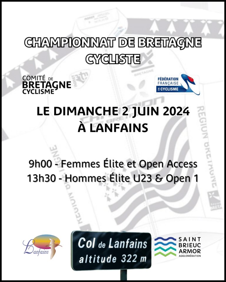 ROUTE – Championnats de Bretagne Élite/U23/Open 1 Hommes & Élite/Open/Access Femmes – Programme & Liste des engagés